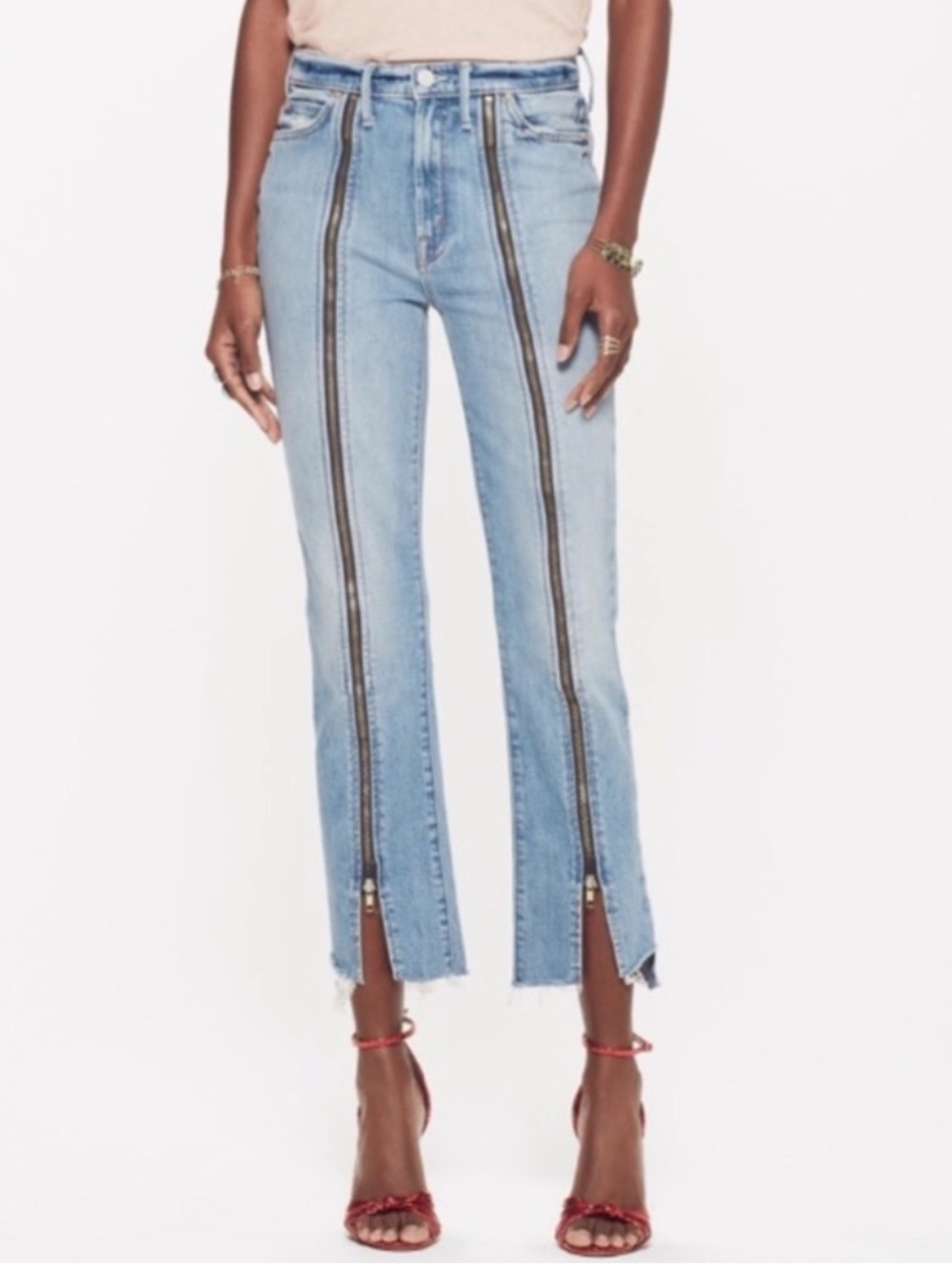Mother High Waisted Rascal Zip Step Fray Jeans "Misbeliever" Size 25 Zipper